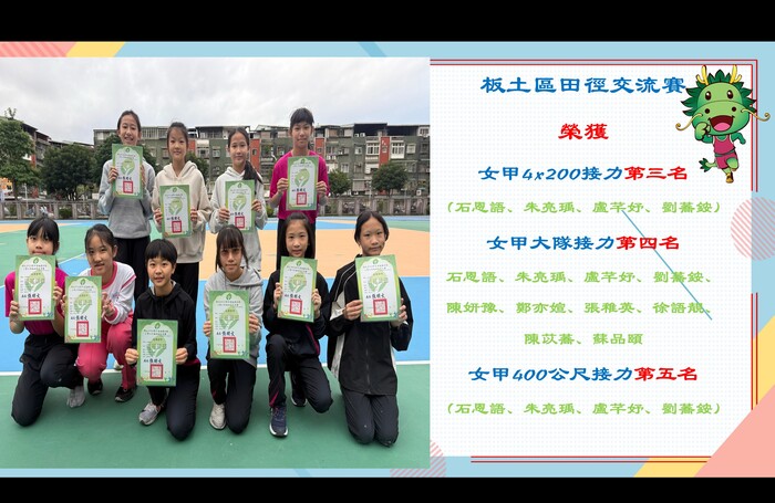 田徑隊參加新北市114學年度板橋分區小學六年級田徑交流賽榮獲佳績(另開新視窗/jpg檔)圖片
